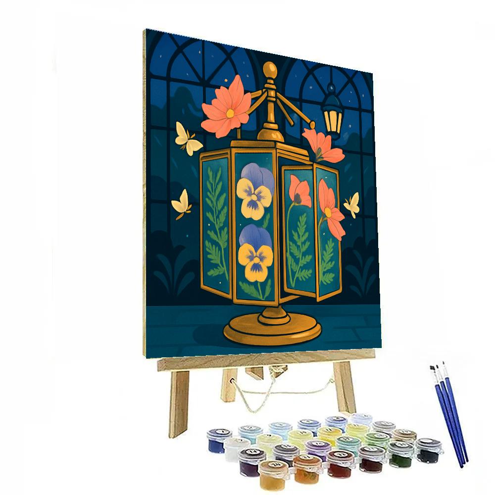 Floral Moonlit Herbarium Carousel painting number kit