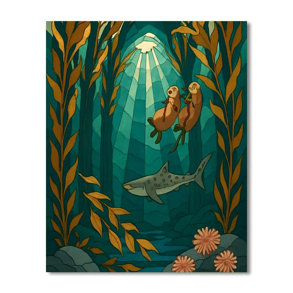 Cathedral Kelp Forest In Ocean Light painting number kit