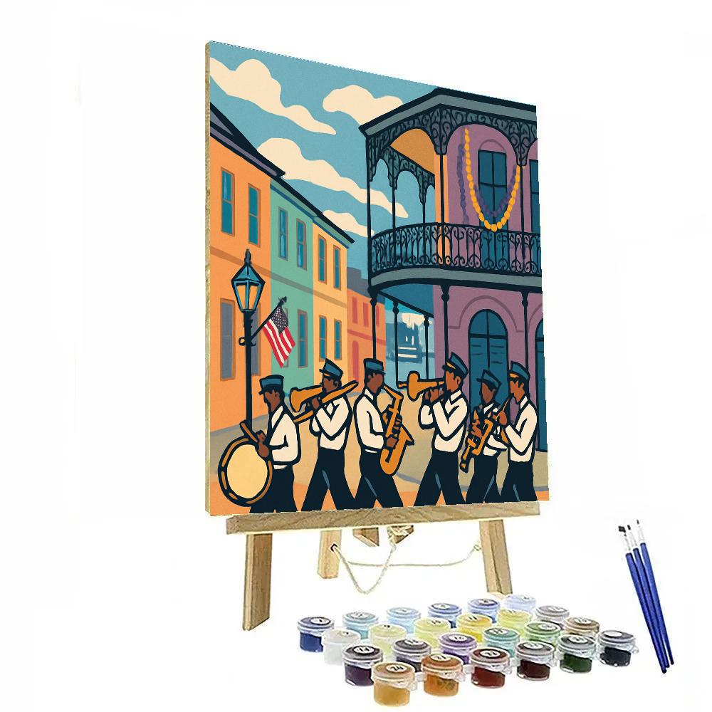 New Orleans Street Jazz In USA Color Blocks paint by number