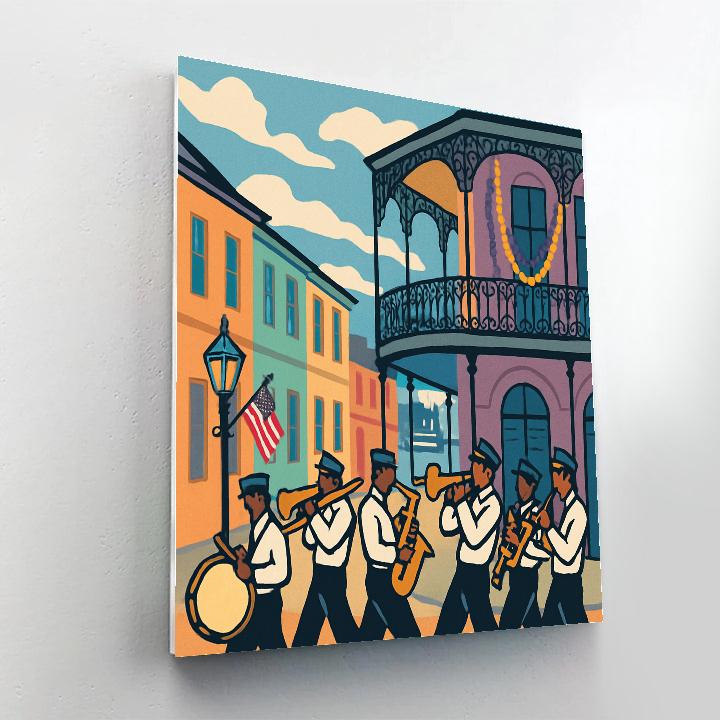 New Orleans Street Jazz In USA Color Blocks paint by number
