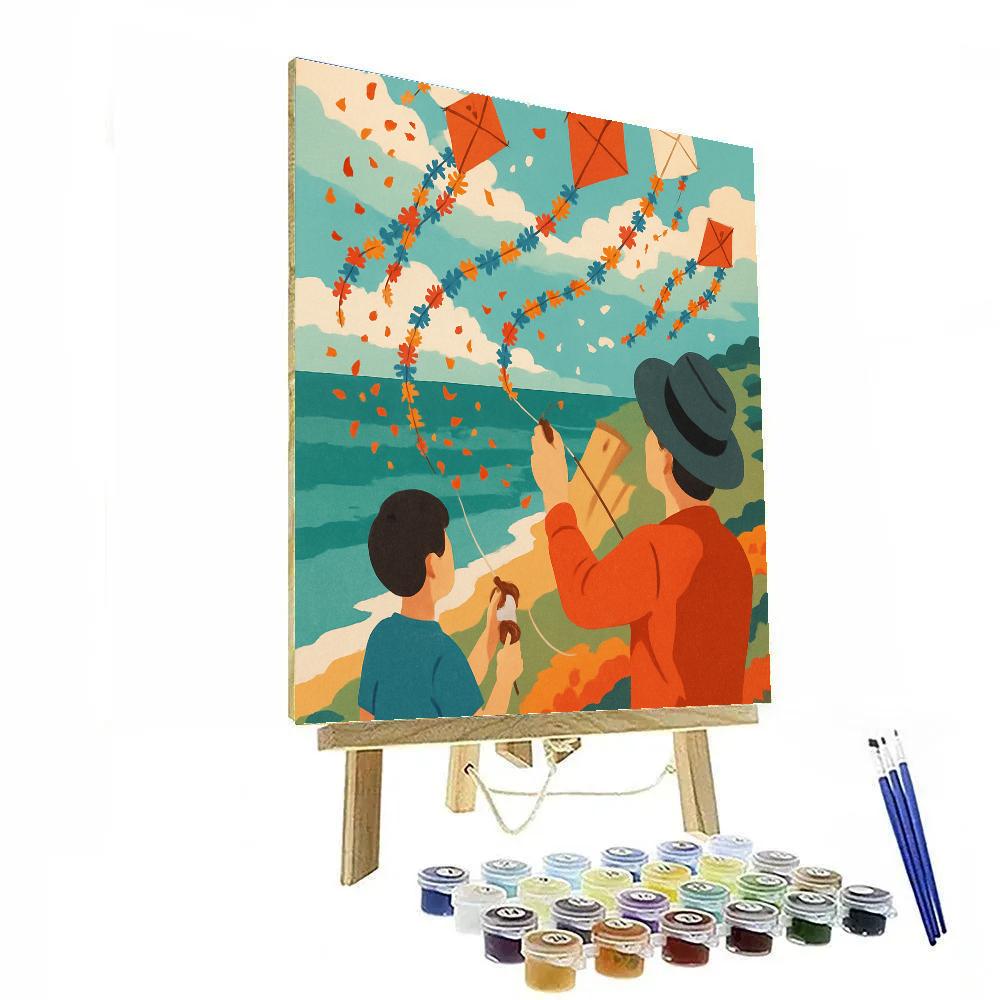 Kite Festival With Floral Sky Garlands Numbered painting kits
