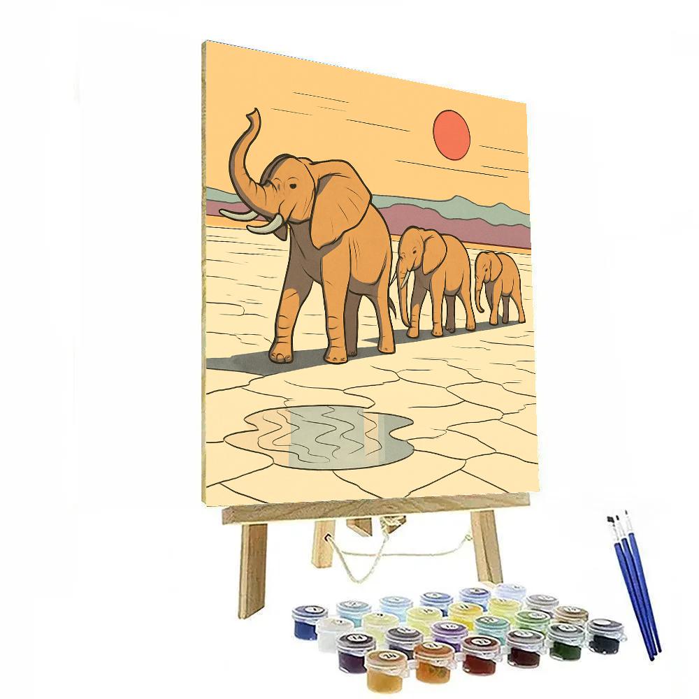 Salt Flats Mirage With Elephant paint by numbers