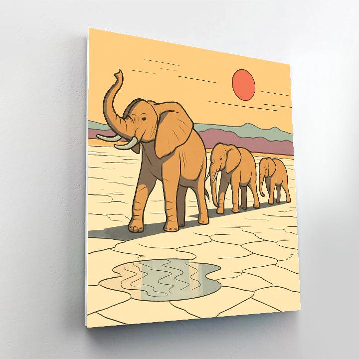 Salt Flats Mirage With Elephant paint by numbers