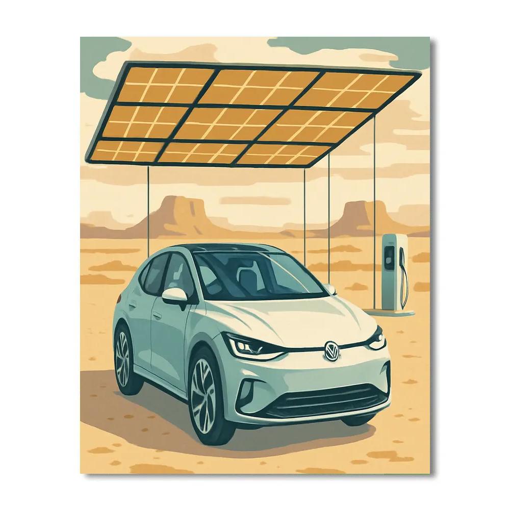 Concept Hatchback Cars With Floating Solar Canopy Paint by numbers kits