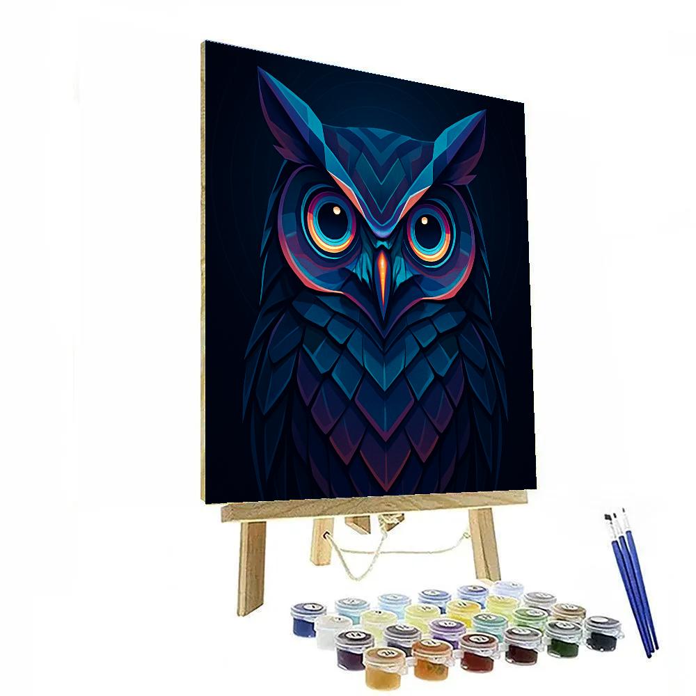 Chromatic Clockwork Owl Gaze Paint by numbers art