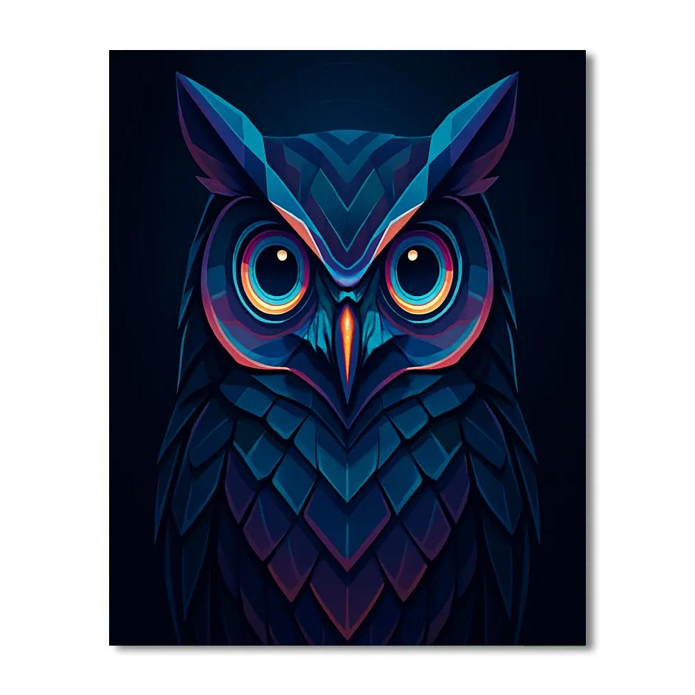 Chromatic Clockwork Owl Gaze Paint by numbers art