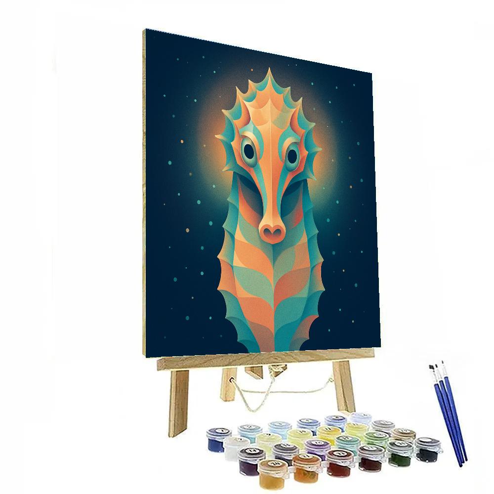 Starlit Coral Crown Seahorse Painting by numbers kit