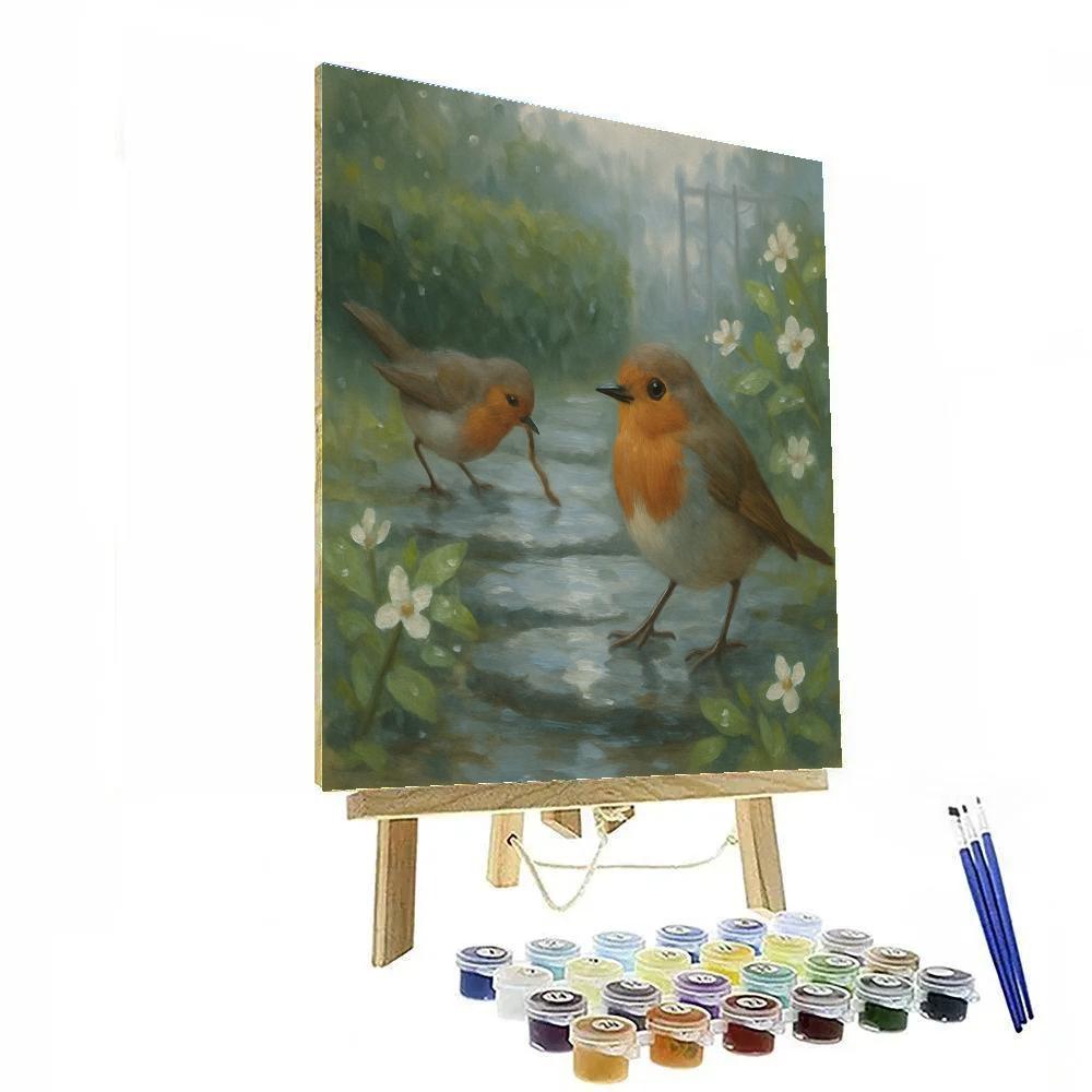 Garden Robins After A Gentle Rain Numbered painting kits