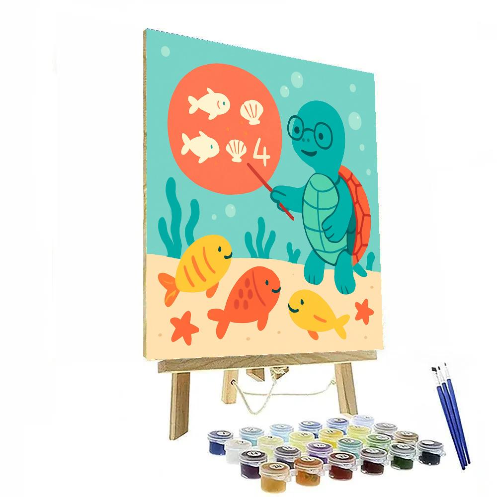 Coral Classroom Of The Curious Sea Turtle paint by numbers