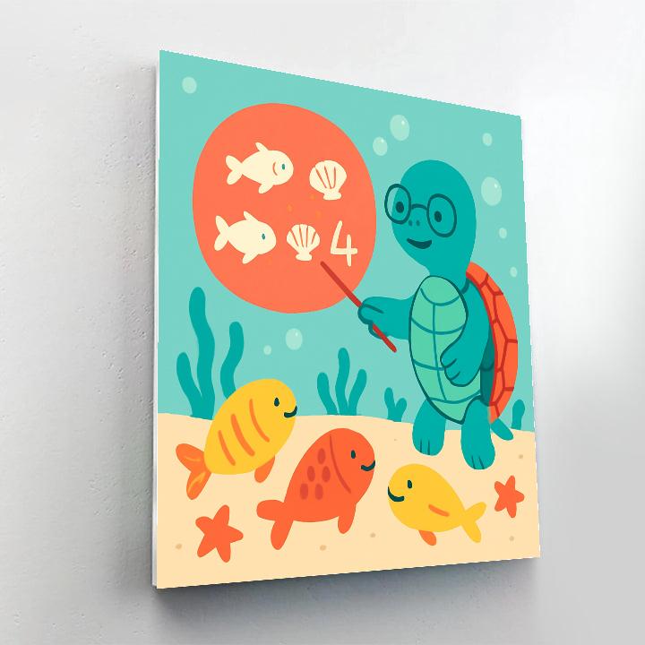 Coral Classroom Of The Curious Sea Turtle paint by numbers