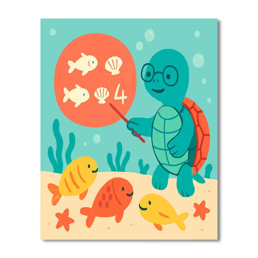 Coral Classroom Of The Curious Sea Turtle paint by numbers