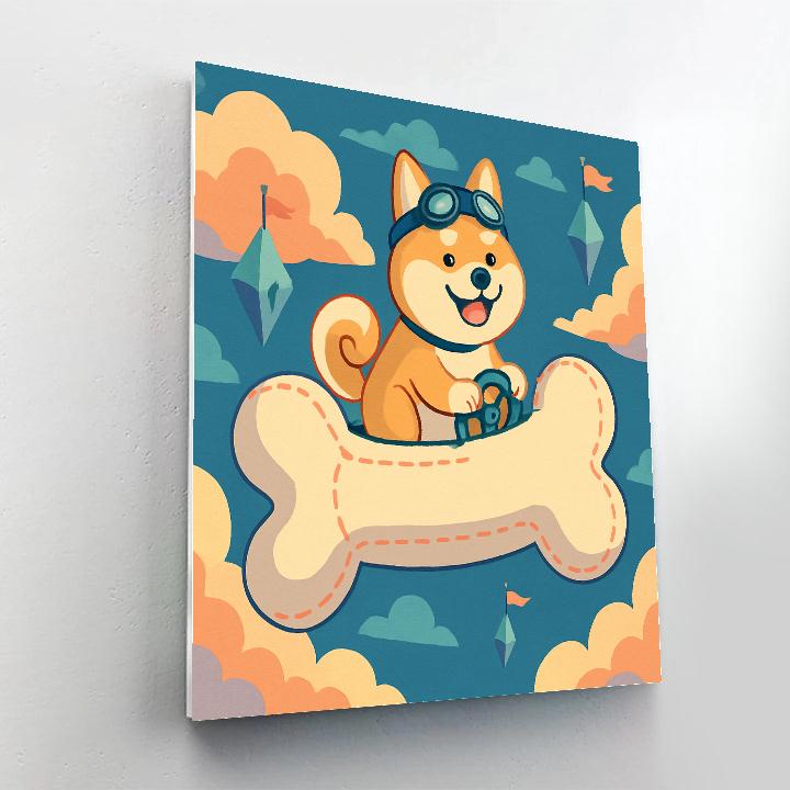 Sky Sailor Dog In A Paper Airship Paint by numbers kits