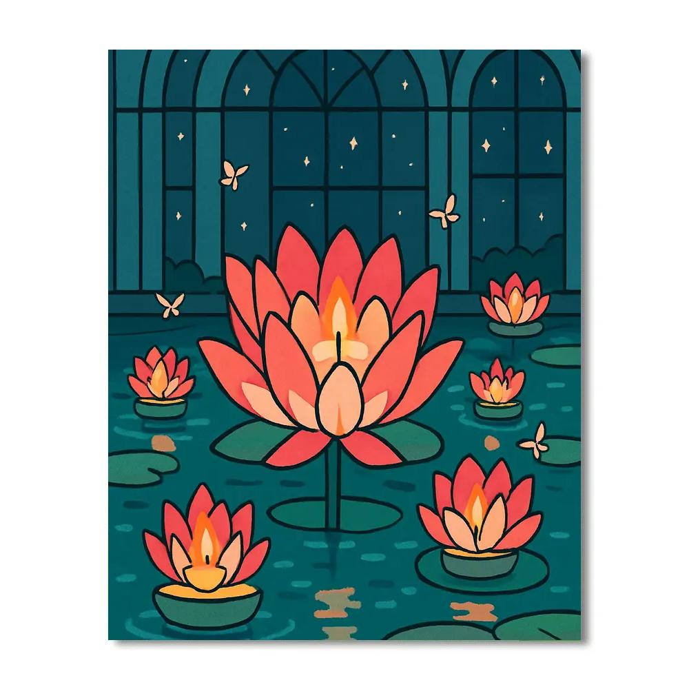 Lanternlit Floating Flowers Conservatory Painting by numbers kit