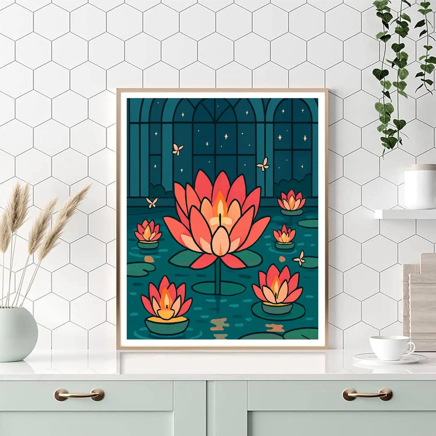 Lanternlit Floating Flowers Conservatory Painting by numbers kit