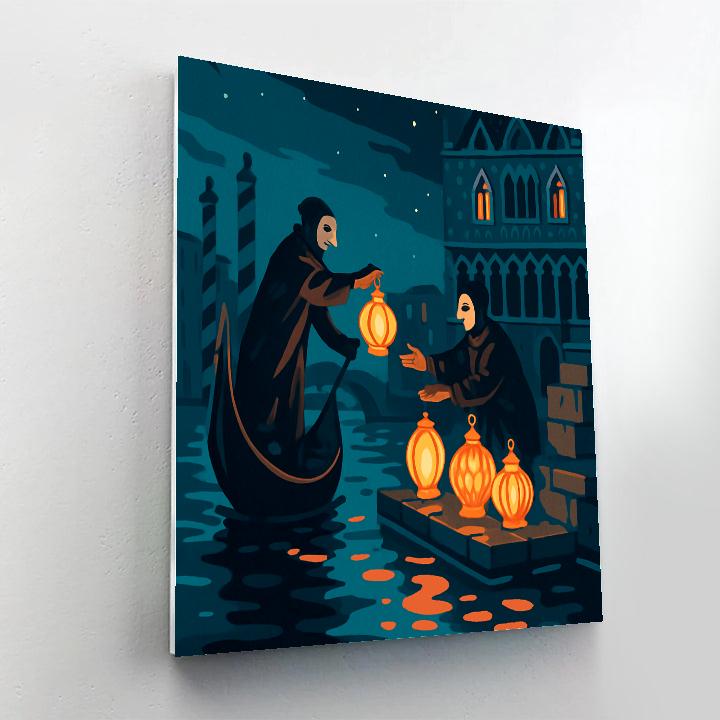 Moonlit Glassmaker Carnival Venice Scene Painting by numbers kit
