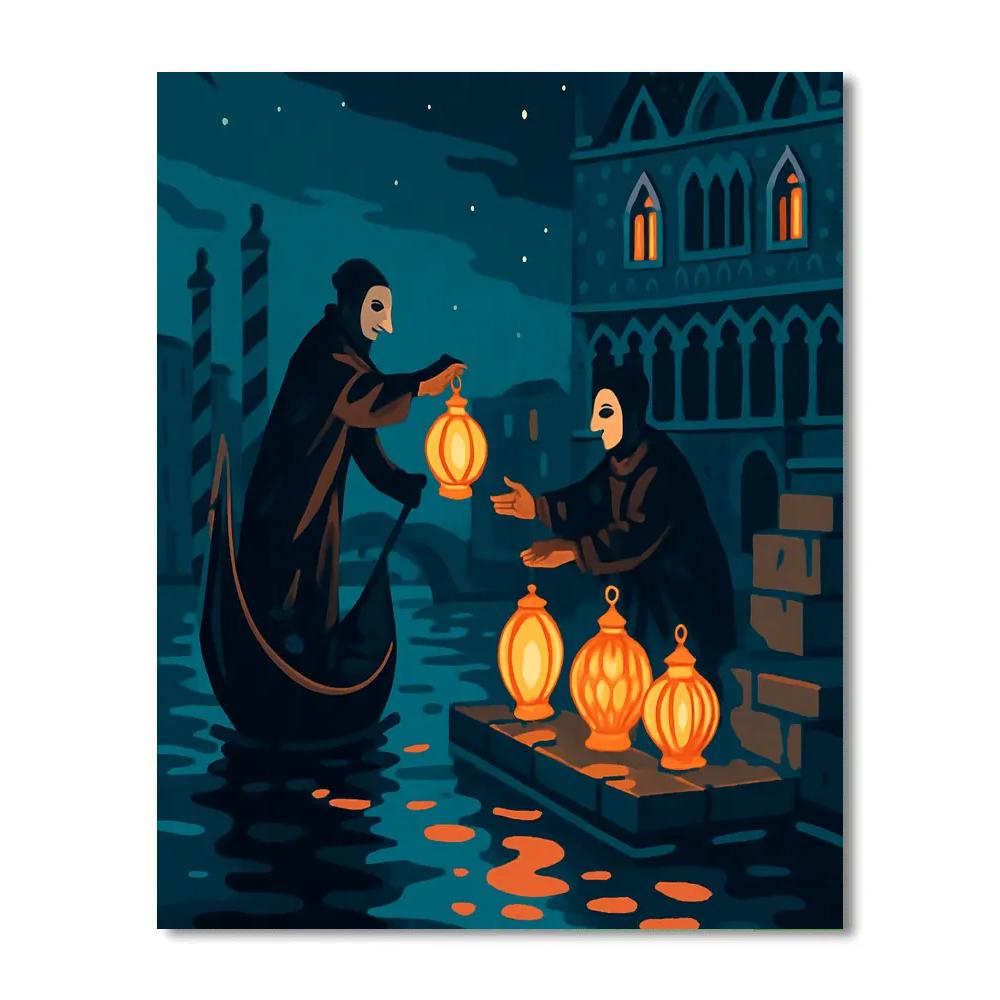 Moonlit Glassmaker Carnival Venice Scene Painting by numbers kit