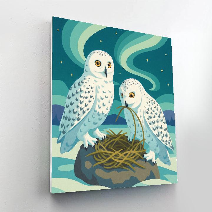 Aurora Nesting Birds Above The Tundra Paint by numbers art