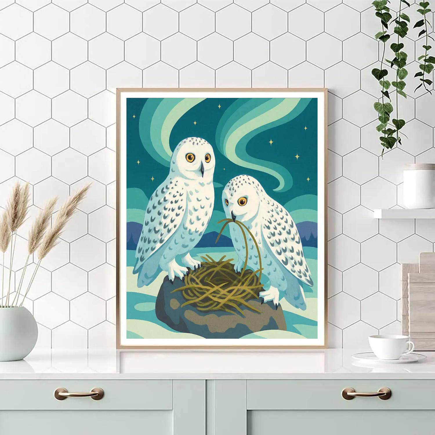 Aurora Nesting Birds Above The Tundra Paint by numbers art