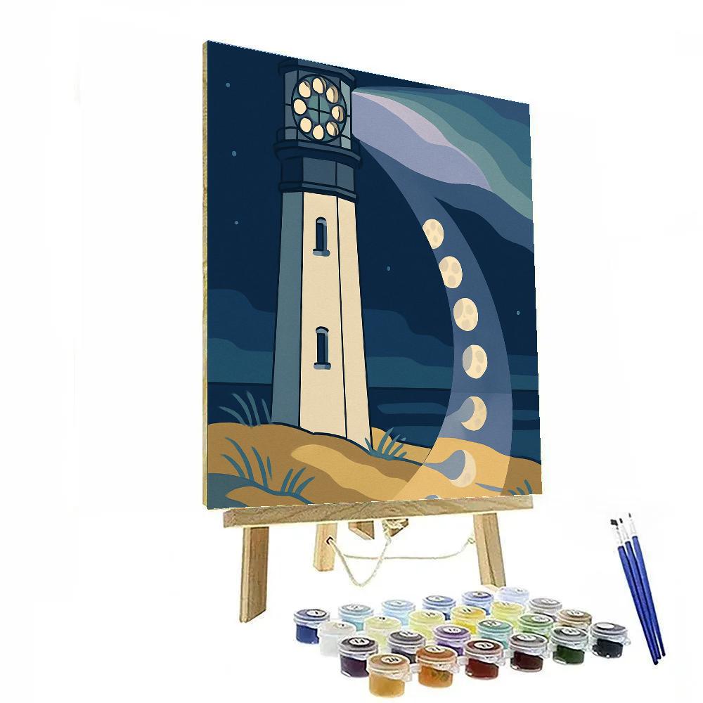Lighthouse With Moon Phases Interior Painting by numbers kit