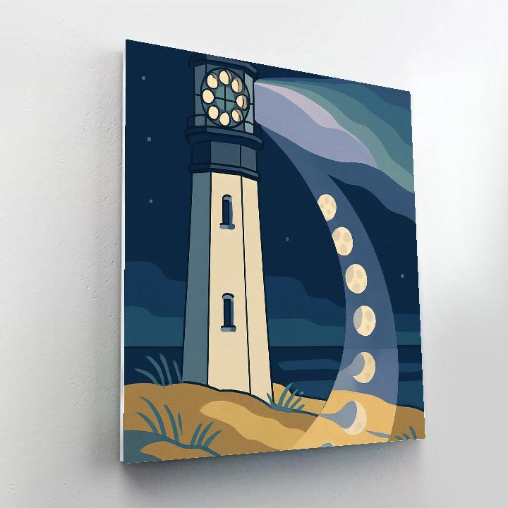 Lighthouse With Moon Phases Interior Painting by numbers kit