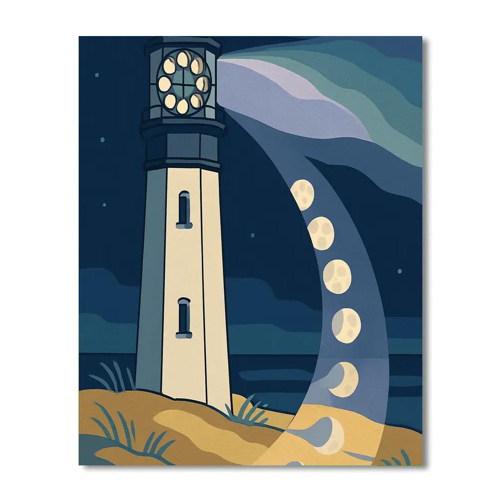 Lighthouse With Moon Phases Interior Painting by numbers kit