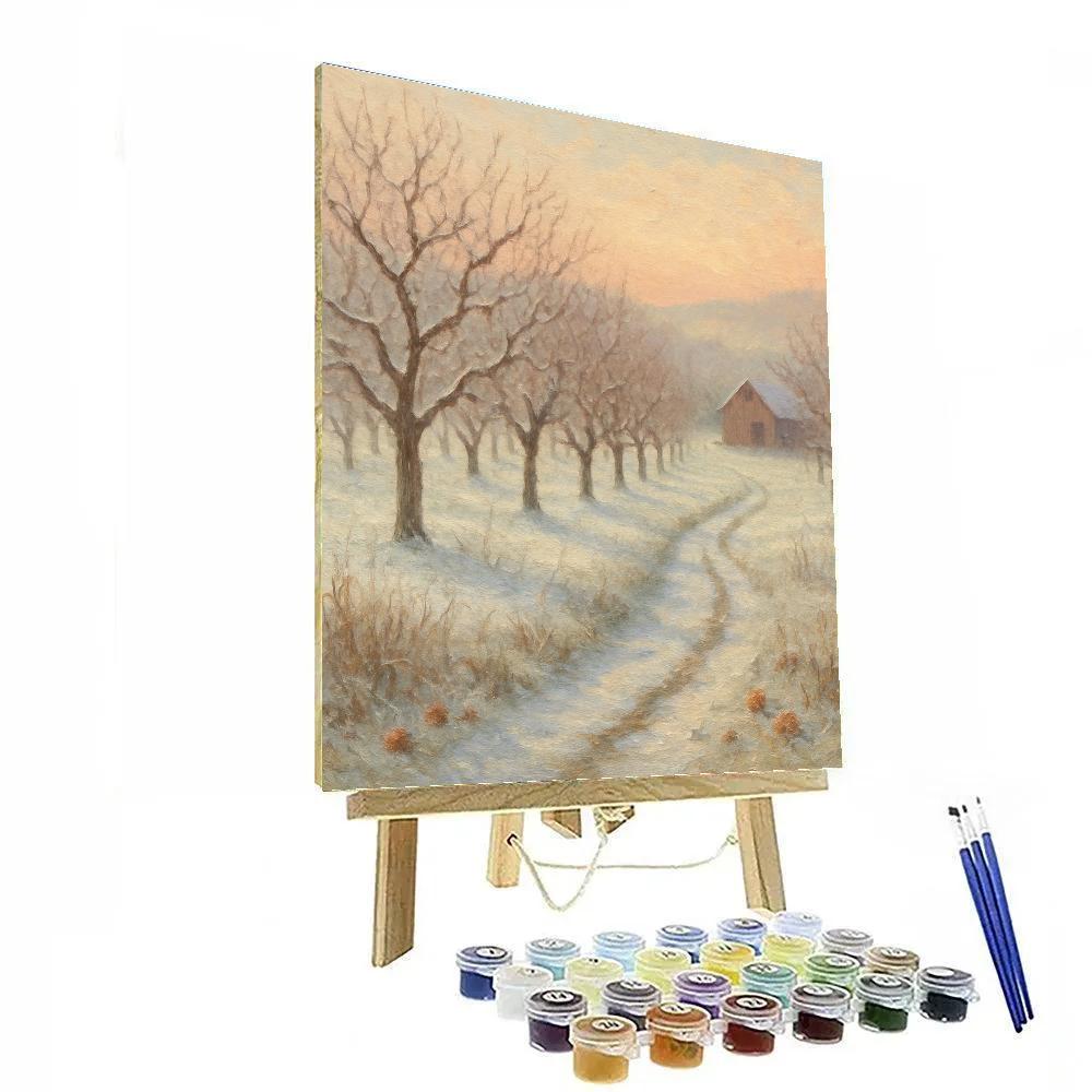 Silent Orchard Under A Frost Pink Sunrise Paint by numbers art