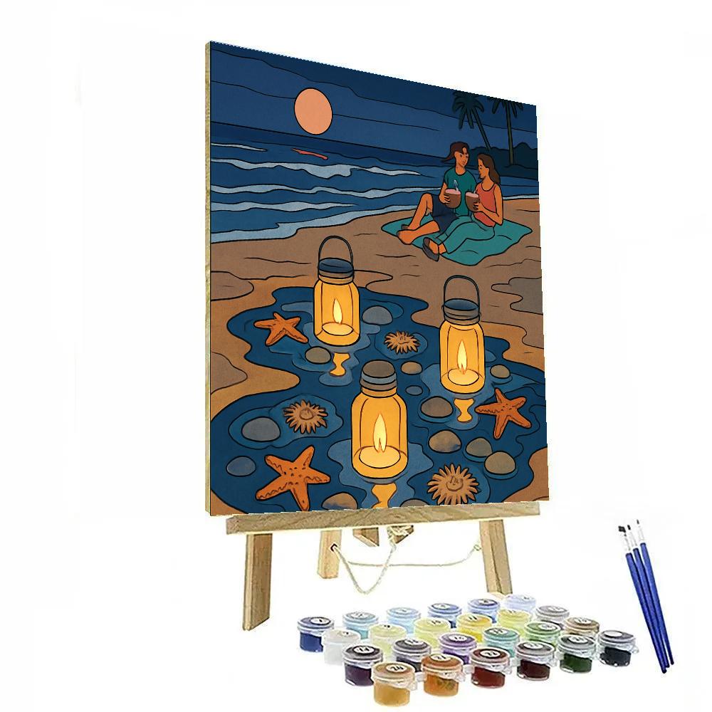 Tidepool Lanterns At The Shore With Beach Glow Paint by numbers kits