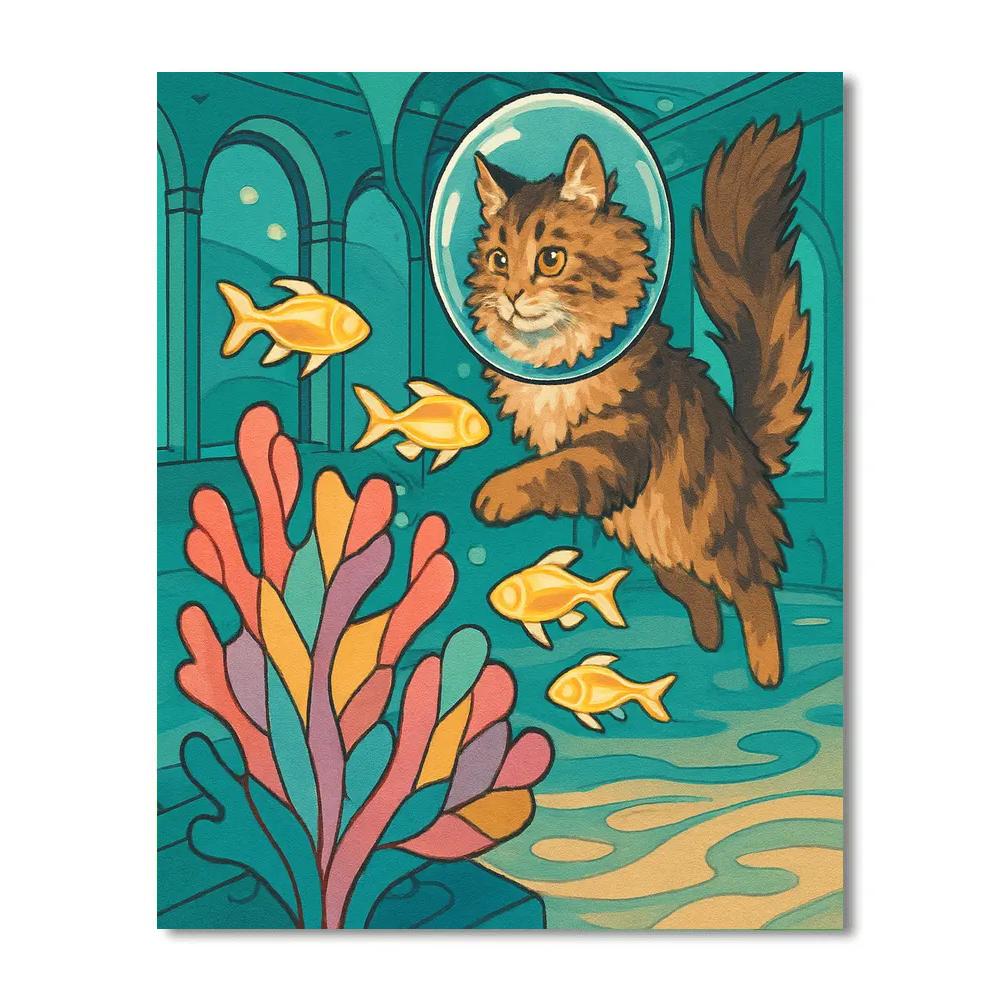 Glass Reef With Cat Guardian Numbered painting kits