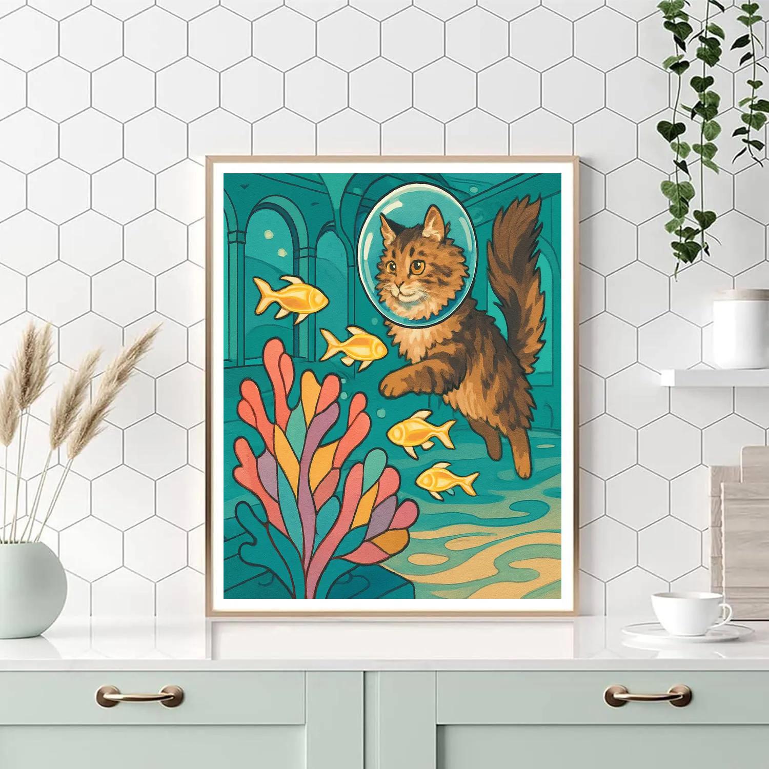 Glass Reef With Cat Guardian Numbered painting kits