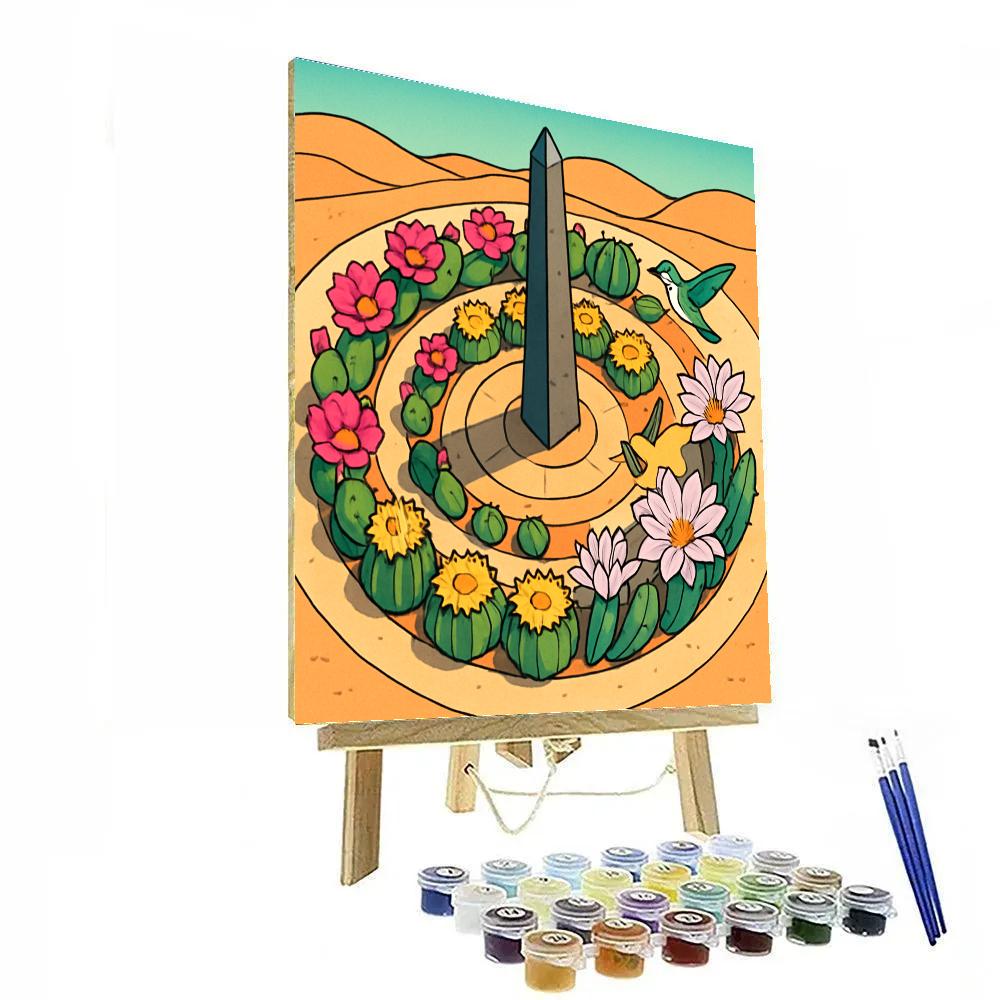 Desert Sundial Garden With Flowers Paint by numbers art