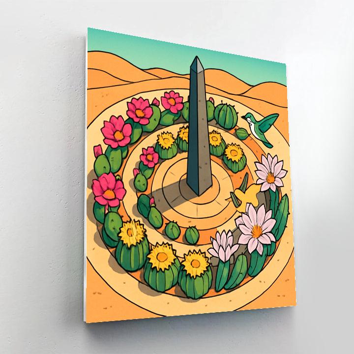 Desert Sundial Garden With Flowers Paint by numbers art