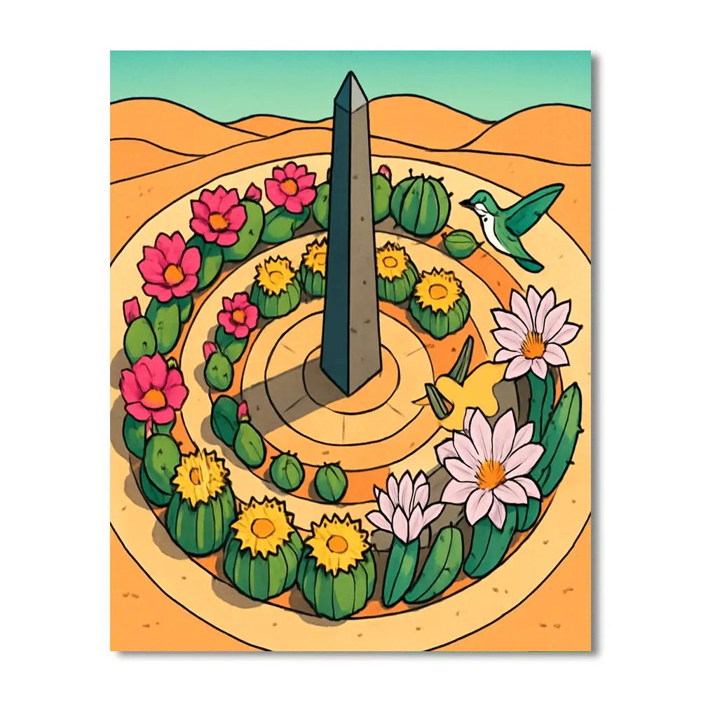Desert Sundial Garden With Flowers Paint by numbers art