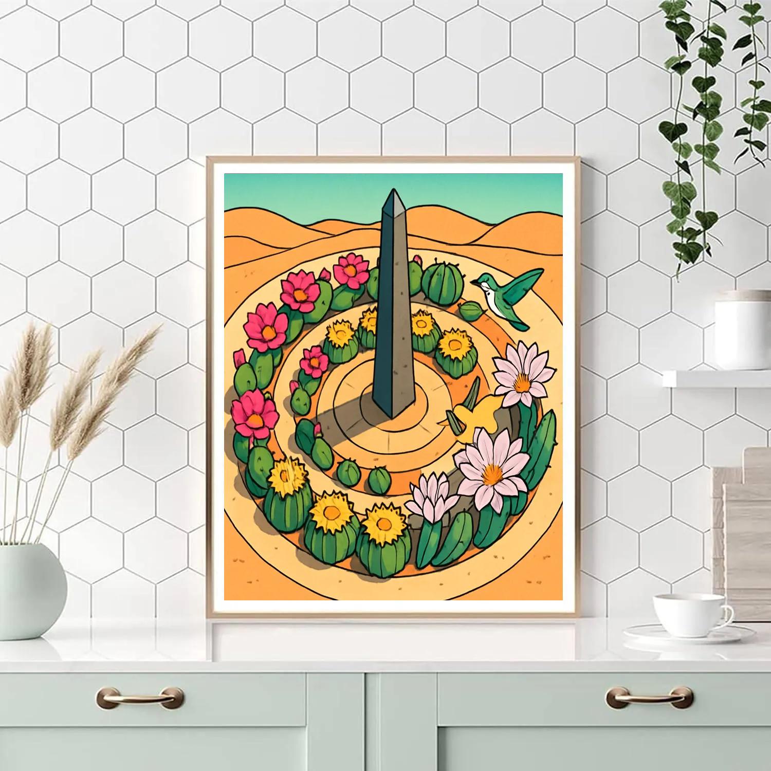 Desert Sundial Garden With Flowers Paint by numbers art