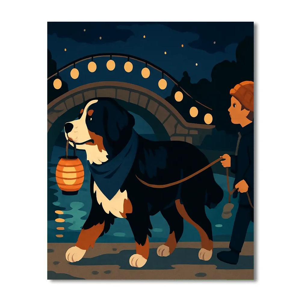 Lantern Parade With Dog Companions paint by numbers
