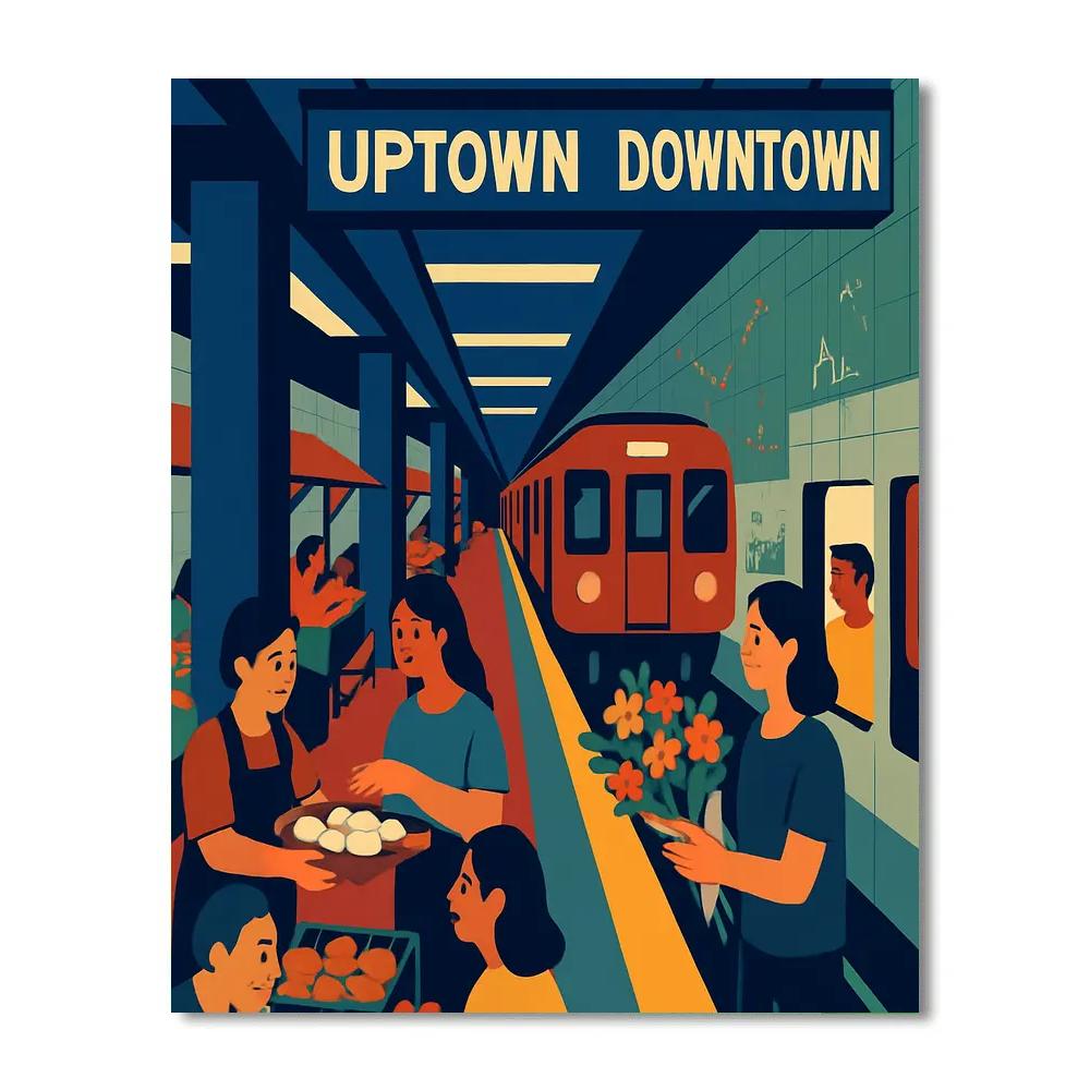Subway Mosaic With New York Night Market Paint by numbers kits