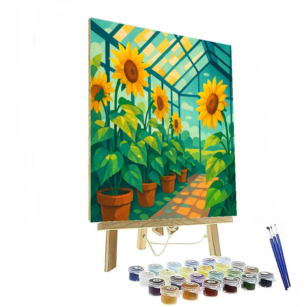 Glasshouse With Sunflower Light DIY paint by numbers