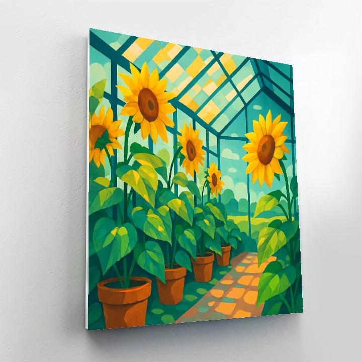 Glasshouse With Sunflower Light DIY paint by numbers