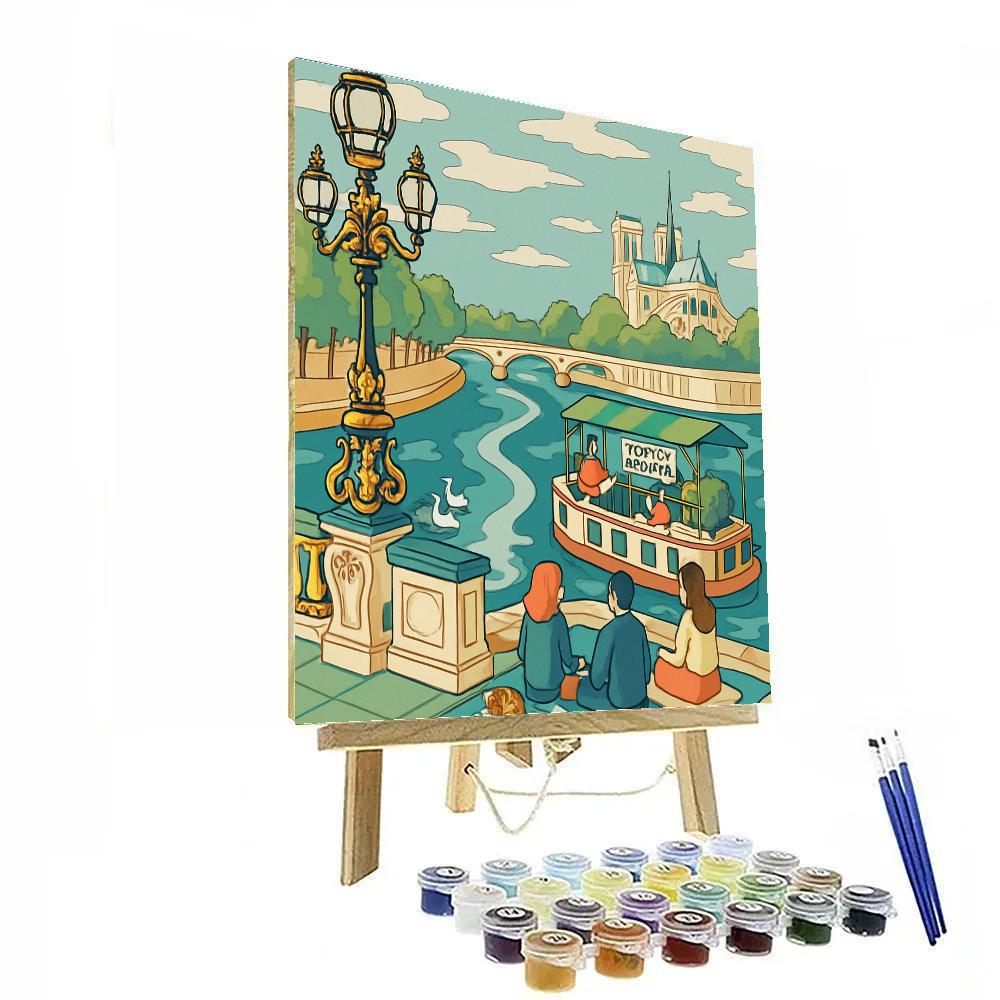 Seine River Promenade, Paris In Bloom Paint by numbers art