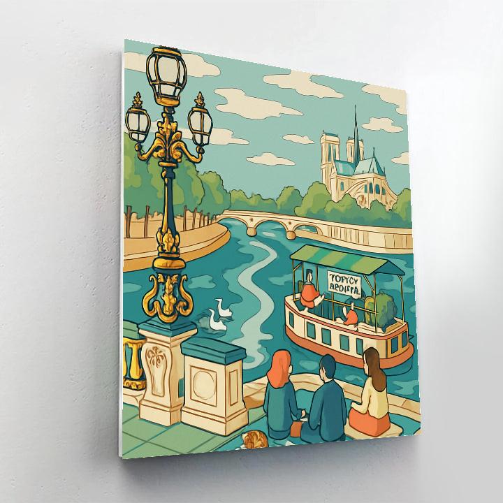 Seine River Promenade, Paris In Bloom Paint by numbers art
