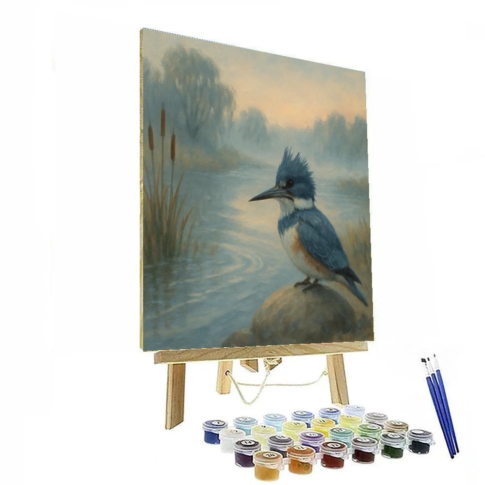 Mist River Kingfisher Pause Paint by numbers art