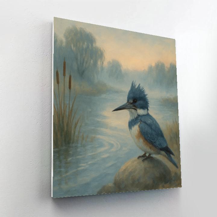 Mist River Kingfisher Pause Paint by numbers art