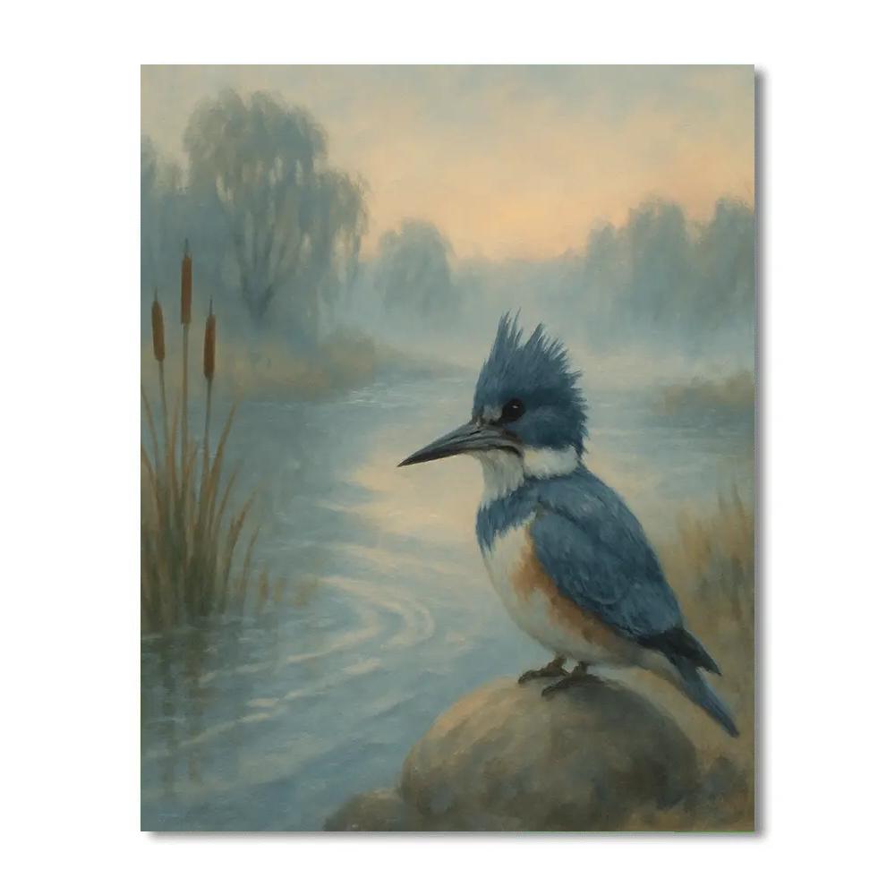 Mist River Kingfisher Pause Paint by numbers art