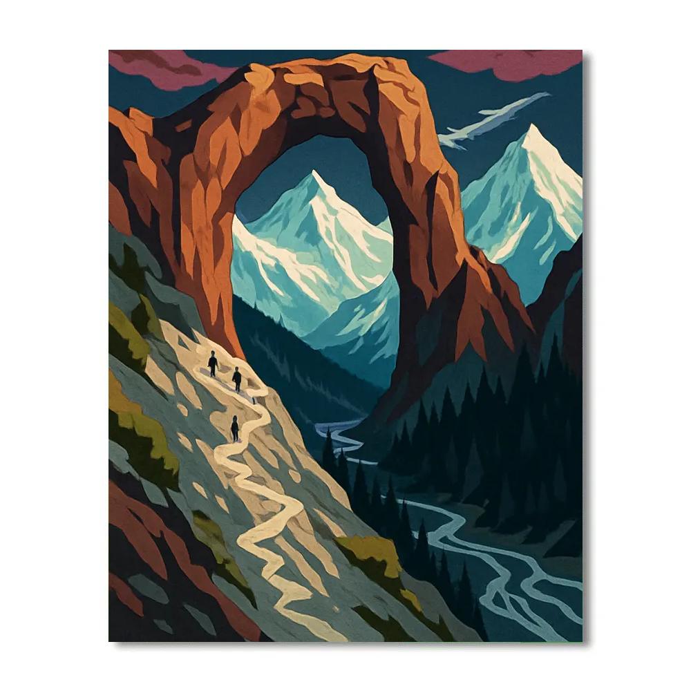 Wind Carved Pass Mountain Crafted Panorama Paint by numbers art