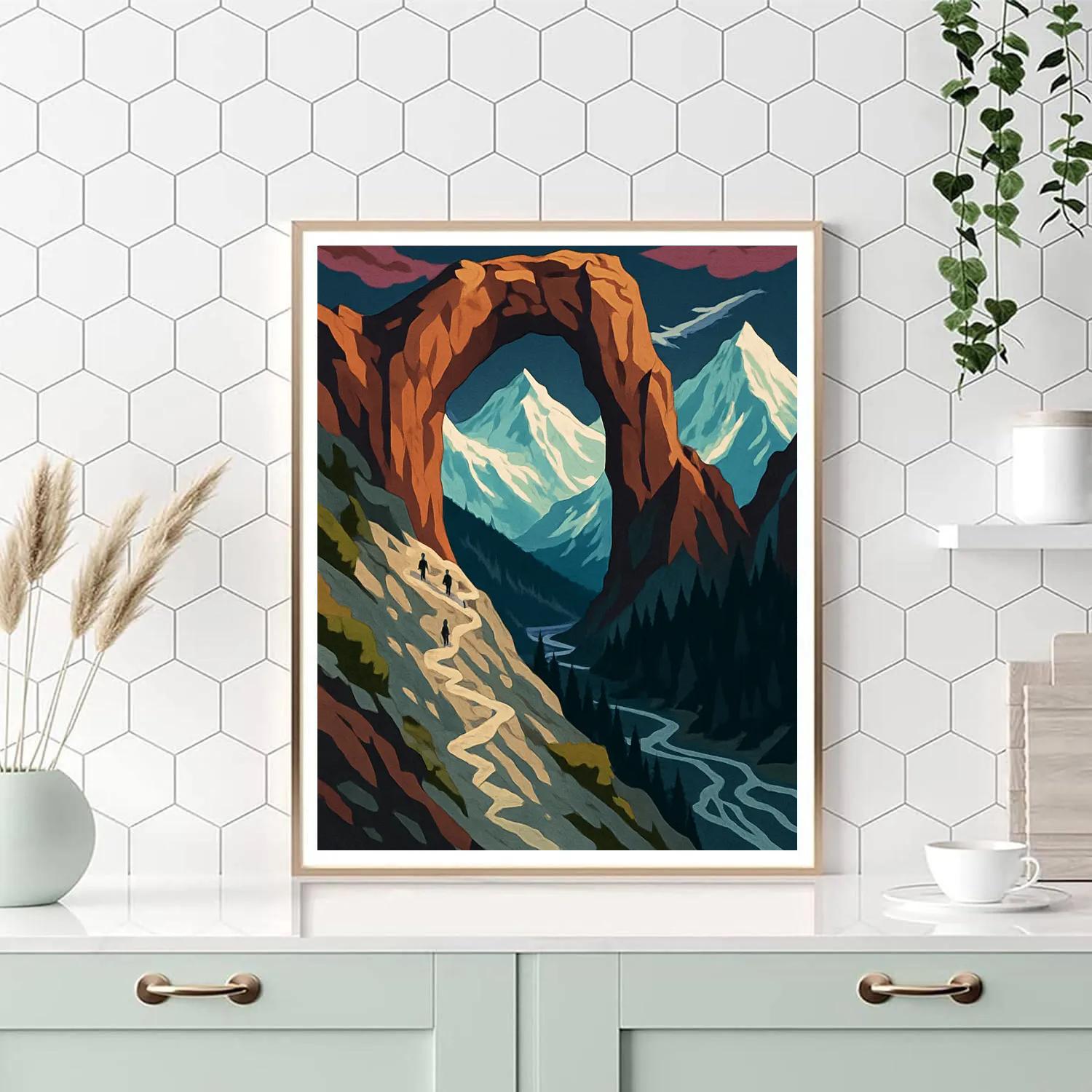 Wind Carved Pass Mountain Crafted Panorama Paint by numbers art