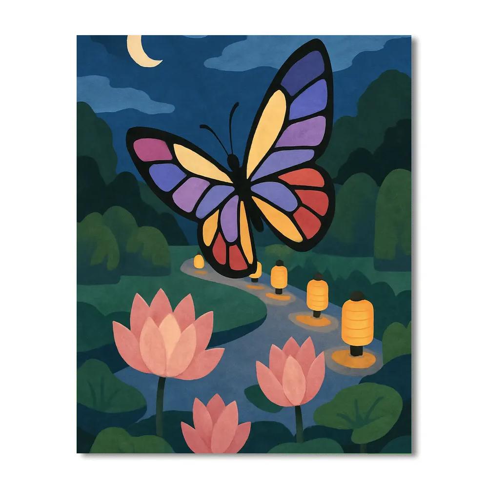 Lanternlit Butterfly Pathway Garden Paint by numbers kits