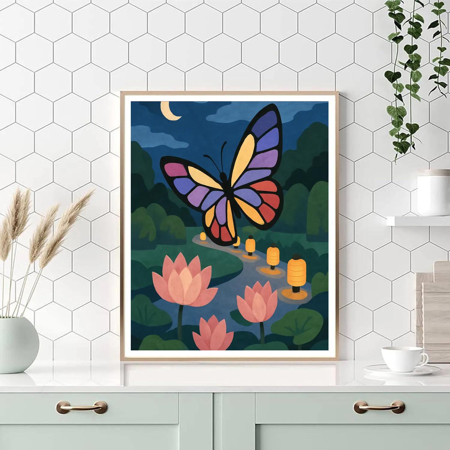 Lanternlit Butterfly Pathway Garden Paint by numbers kits