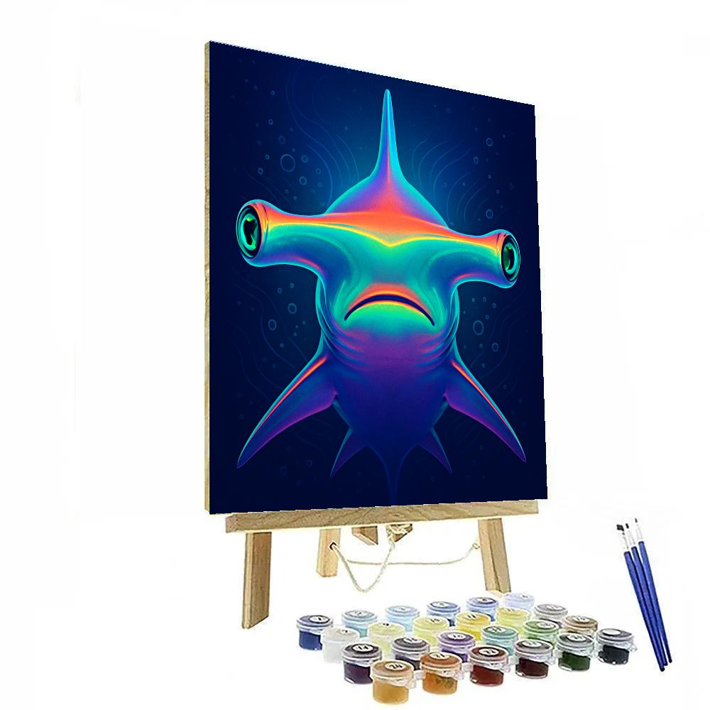 Neon Reef Hammerhead Focus Paint by numbers art