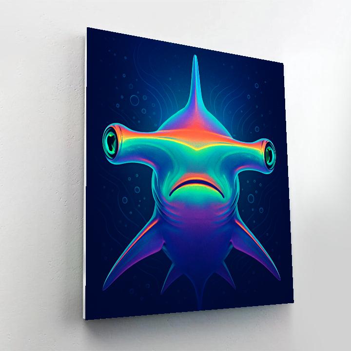 Neon Reef Hammerhead Focus Paint by numbers art