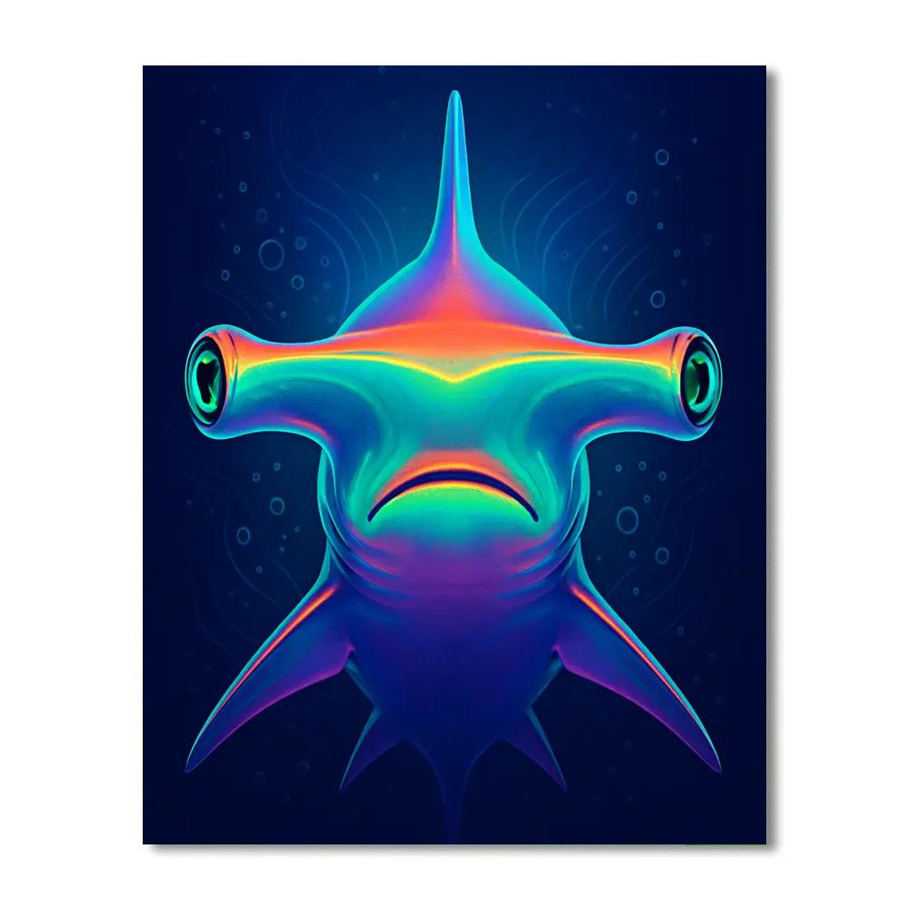 Neon Reef Hammerhead Focus Paint by numbers art