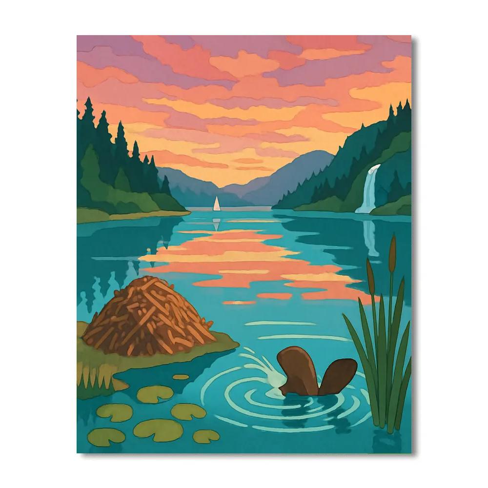 Kaleidoscope Shoreline Lake painting number kit